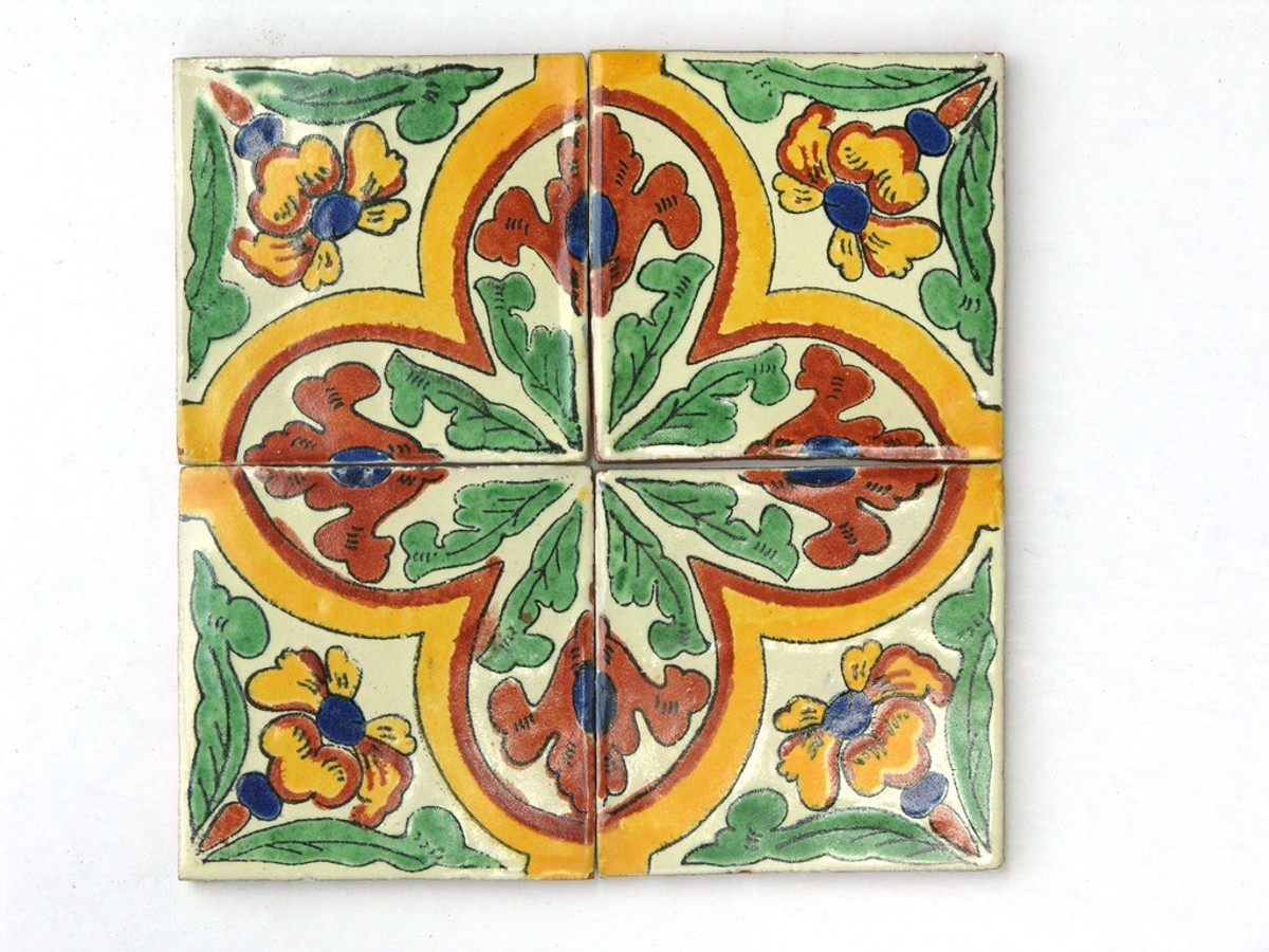 Color Y Tradicion Talavera F-10 Lot De 9 Dalles Mexicaines Peintes à La