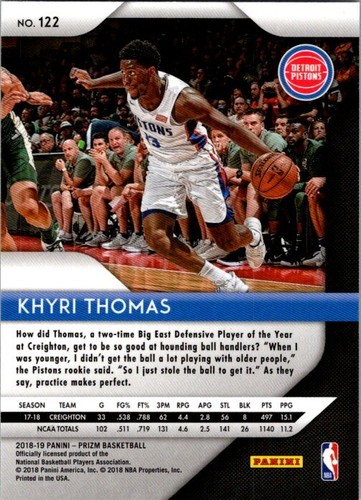 2018 Panini Prizm #122 Khyri Thomas - Picture 2 of 2
