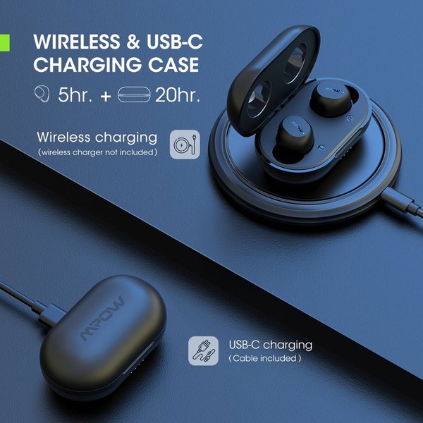 MPOW M12 TWS InEar Bluetooth Headphones Dark Blue - image 2