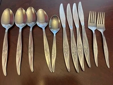 11 Hanford Forge Stainless AVON ROSE Flatware Pcs Korea Knives Forks Spoons