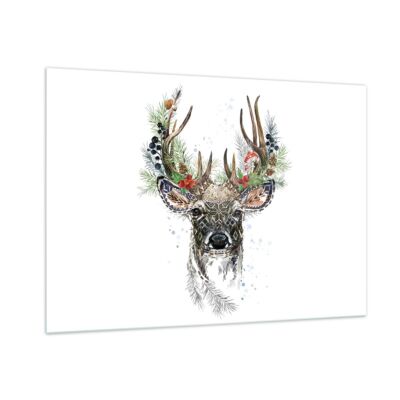 Wandbilder 100x70cm Glasbild Surrealismus Hirsch Boho Groß Bilder Art Wanddeko