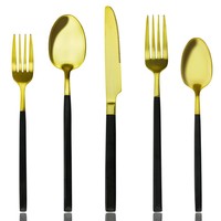 Matte Black And Gold Cutlery Sets,aoosy 5 Pieces Luxury Stainless Steel Flatware Matte Black And Gold Cutlery Sets,aoosy 5 Pieces Luxury Stainless Steel Flatware