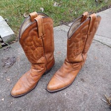 Vintage FRYE Mens Tan Leather Western Cowboy Boots 3841 Size 10 D Made in USA