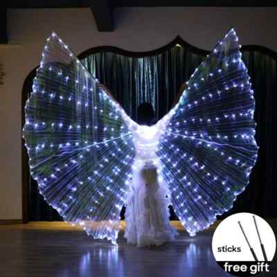 New Belly Dance Colorful Alas 145cm LED Wings  Fluorescent Butterfly Isis Wings