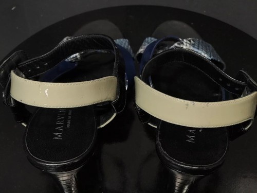 New Marvin K Women's Black/Blue Snake Strap Leather Sandals Size US 9.5 M Italy - Picture 10 of 12