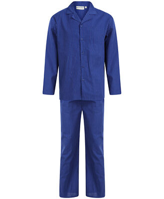 Blue Striped Pyjamas Set Mens Cotton Walker Reid Button Down Nightwear PJs  UK