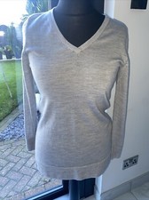 Image of Grey Crew Merino V Neck Jumper S 