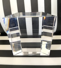 Vintage   Tiffany & Co.   Diamond Wedge Cut Crystal Paperweight  Object ~ Signed