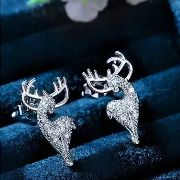 Reindeer earrings silver deals