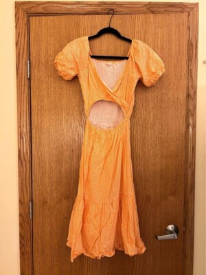 white christmas dresses Marlice Silk Midi Dress in Orange Peach