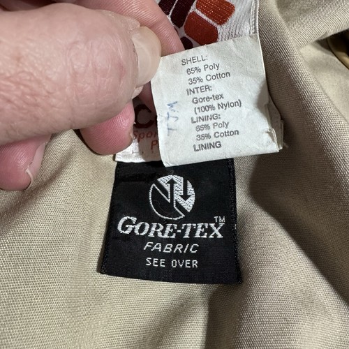 Giacca lunga con cappuccio Columbia Gore-Tex vintage marrone bottoni a pressione/zip uomo L - Foto 6 di 13