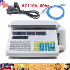 Digital Scale Price Computing Retail Meat Weigh Scale Label Printer 30Kg/66lbs!