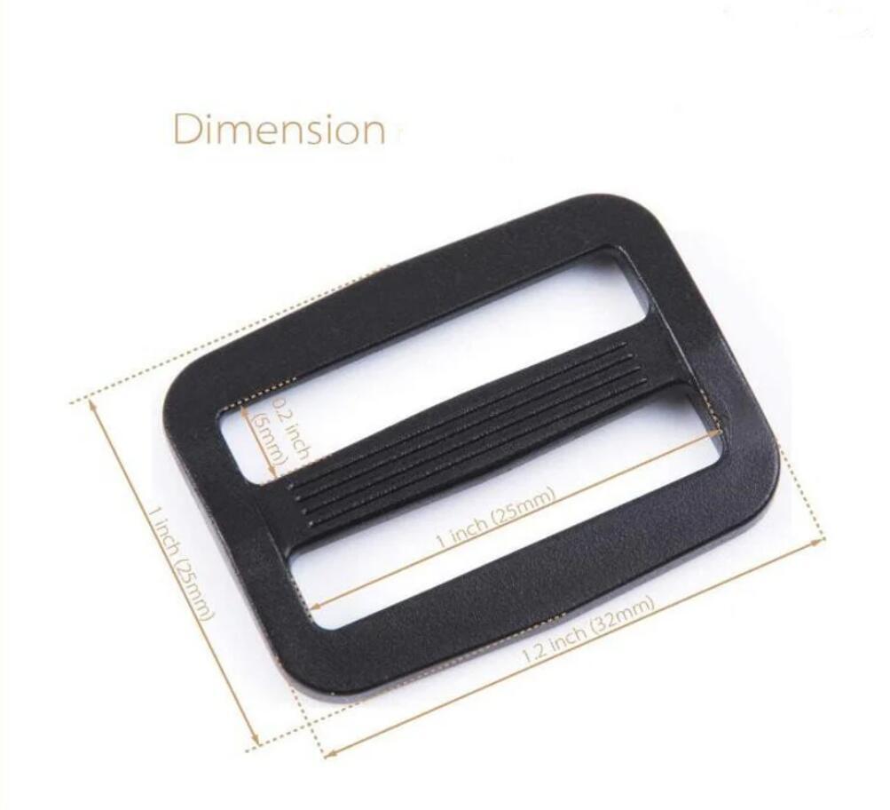 inch Black Plastic Mouth Tri-Glide Slide for DIY Backpack Luggage Strap