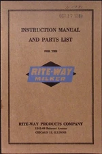 1952 Rite-Way Milker Instructional Manual and Parts List Rite-Way Products