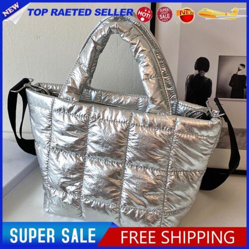 Women Shoulder Bags Fashion Quilted Travel Nylon Tote Bags Handbags (Silver) - Bild 1 von 10