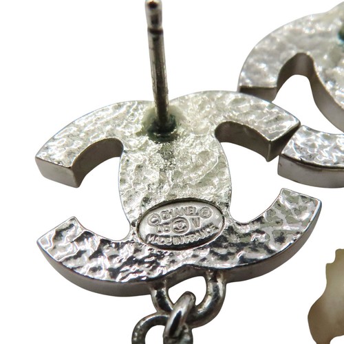 CHANEL Coco Mark Pearl Earrings Silver Plated - Picture 5 of 9