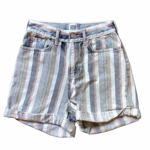 Urban Outfitters BDG Damen mehrfarbig gestreift Mom hoch geschnitten Shorts Größe 25