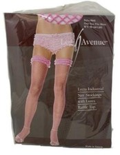 Pink Industrial Net Stockings - ThighHigh Fishnets, Ruffle Top, Unisex, One Size