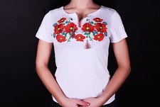 Vyshyvanka Traditional Embroidered Women Ukrainian t-shirt Ethnic Size L