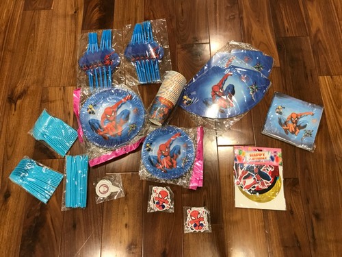 Spider-Man Birthday Party Pack for 20 — Plates, Utensils, Napkins - free postage
