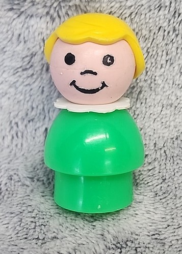 Fisher Price Little People Child Blonde Hair Green body Girl. vintage Rare
