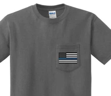 Pocket T-shirt Blue Lives Matter Flag Thin Blue Line Shirt Clothing Police Gifts