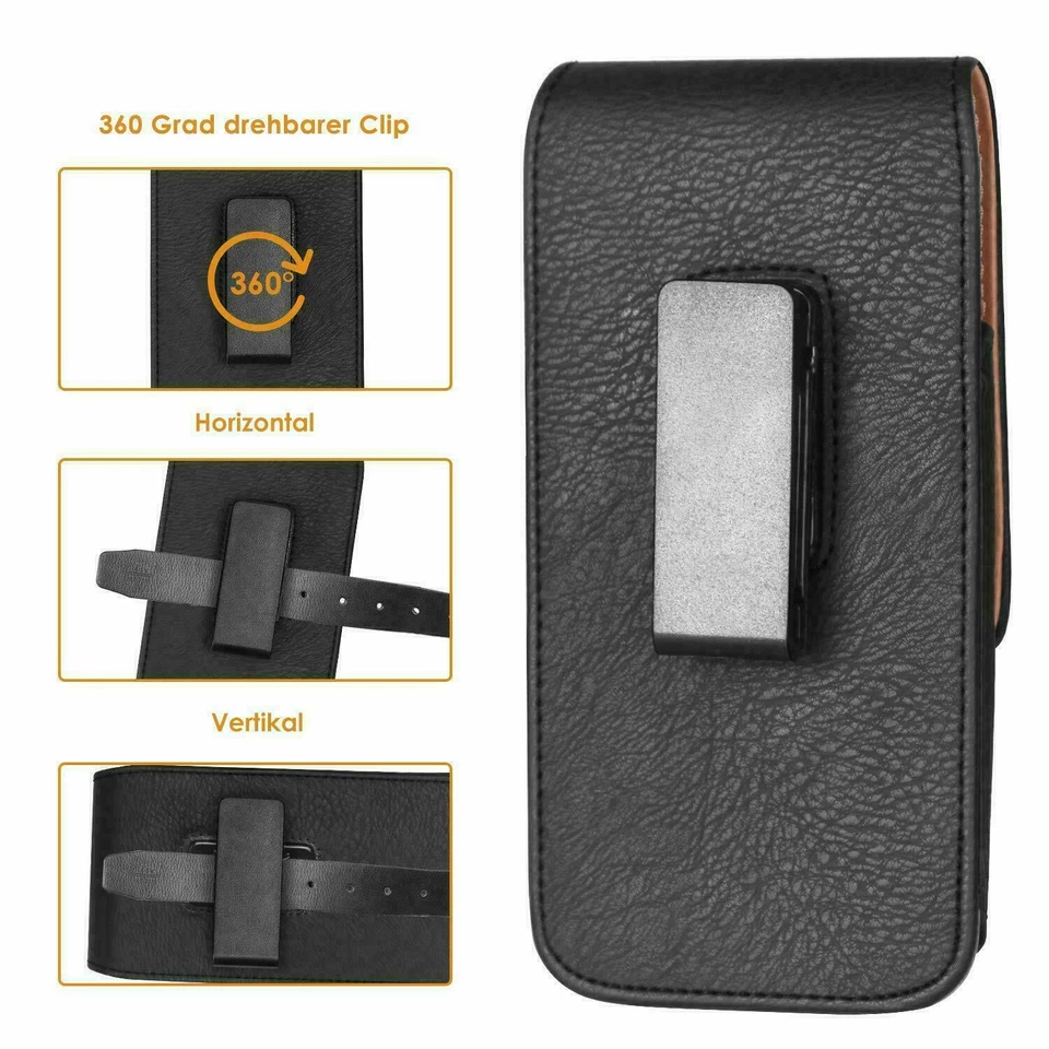 Cell Phone Vertical Leather Case Holster Belt Clip Pouch for iPhone 16 Plua - Image 2 of 4