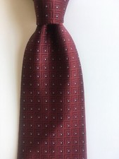 club room tie red blue geometric 100% silk made in usa necktie woven pa1106
