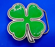 Four Leaf Clover Lucky Shamrock Irish St. Patrick's 2001 Fine Pewter Belt Buckle