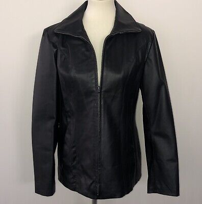 East 5th Woman's Black Jacket Coat Genuine Leather Lined Zip Up Size ...