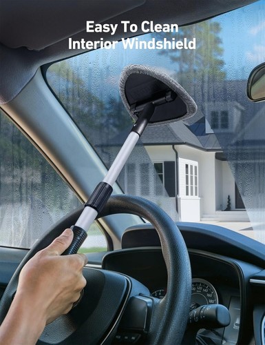 AstroAI Windshield Cleaner | Extendable Handle, 4 Washable Microfiber Pads - Picture 5 of 8