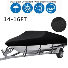 14ft 15ft 16ft Boat Cover Waterproof Trailerable Fishing Ski Fit V-Hull Tri-Hull