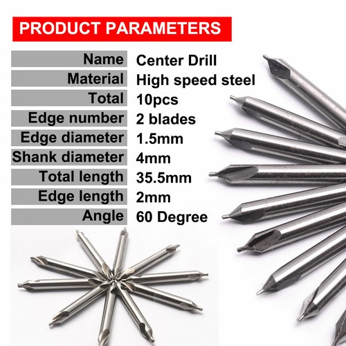 HSS 6542 Center Drill Bit, Combined Drill & Countersink Lathe Mill Tool 60 Angle - Picture 9 of 11