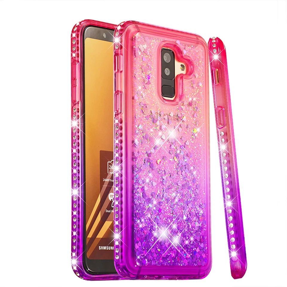 Funda de teléfono para Samsung Galaxy A6/A6 Plus/A9 brillo diamante líquido arena movediza Foto 2 de 4