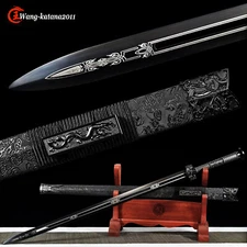 43'' Black Dragon Chinese Sword Straight Double Edge Han Dynasty Jian 1095 Steel
