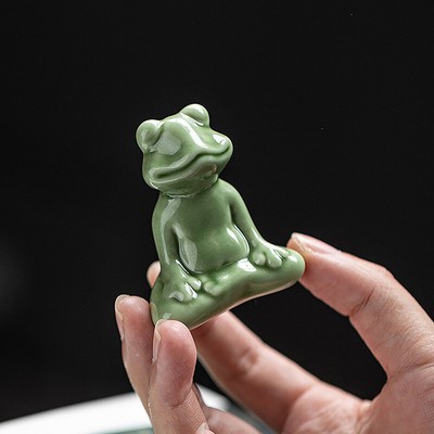Frosch Figuren Yoga Zen Dekor Porzellan Emotion Frosch Miniatur Schreibtisch Keramik