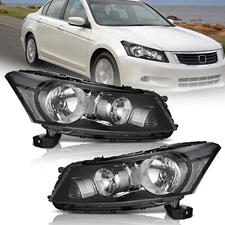 WEELMOTO Headlights Assembly For 2008-2012 Honda Accord 4Dr Sedan Corner Lamp