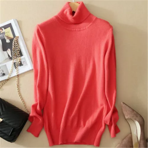 Damen Schmal Strick Rollkragen Kaschmir Pullover Pulli Gummizug Kuschelpullover - Bild 23 von 36