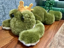 RUSS Plush PRINCE Frog Stuffed Animal Crown  Red Heart on Foot 11  Plush