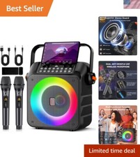 All-in-One Karaoke System: 2 Microphones, 40W Output, Rechargeable  Fun Lights