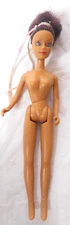 Vtg JPI Inc 6 1/4” Fashion Doll Brunette Hair w Pink Hair Tie Poseable Rubber