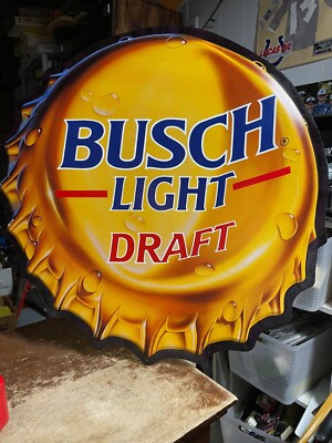 VINTAGE 1990 BUSCH LIGHT Draft BEER EMBOSSED METAL SIGN Tin | eBay