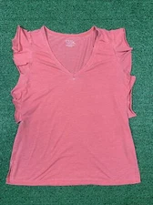 Women's Time And Tru Short Sleeve V Neck Lightweight Shirt Size M 8-10 Pink