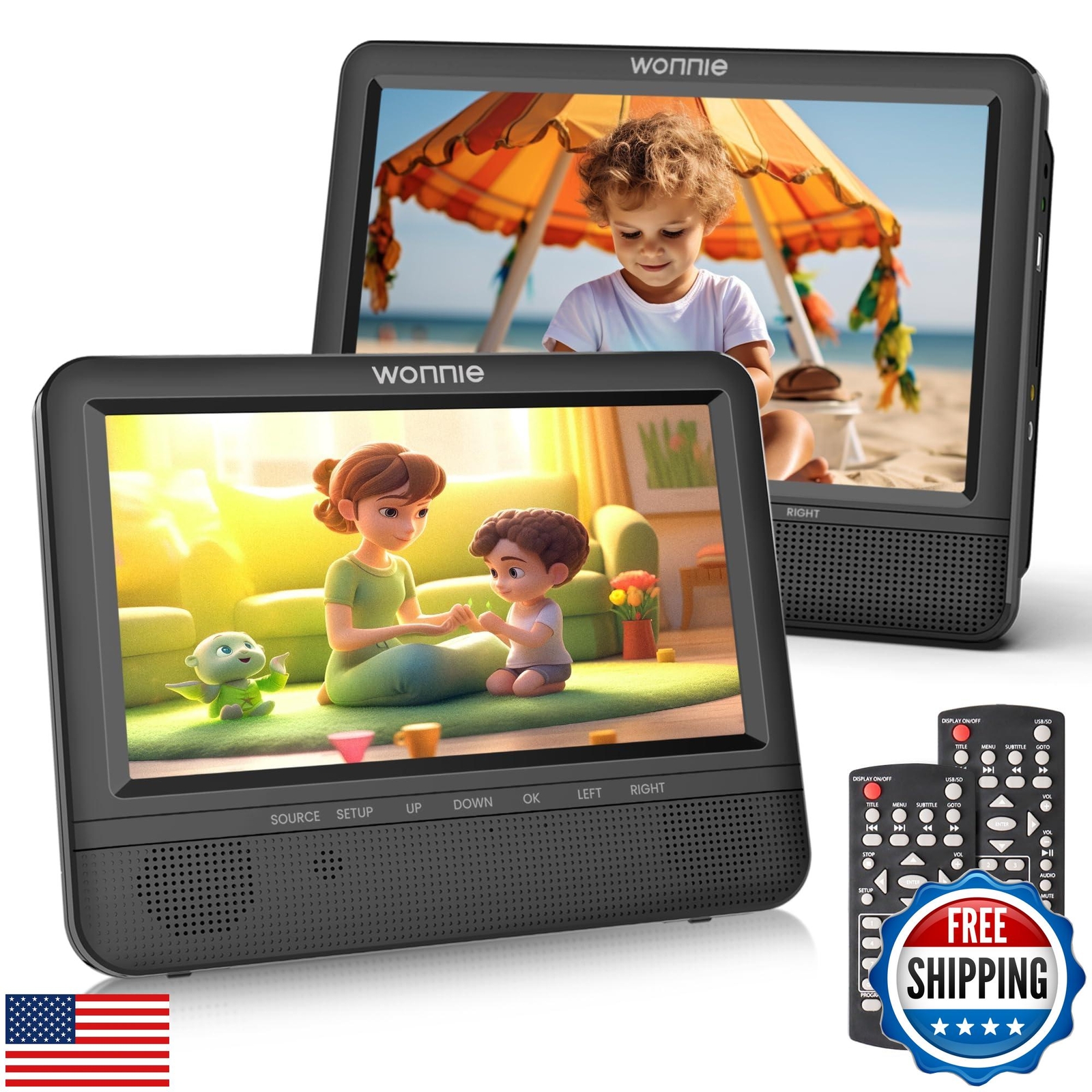 WONNIE 7.5 Inch Car DVD Player, Portable DVD Player for Car Play The Same or 