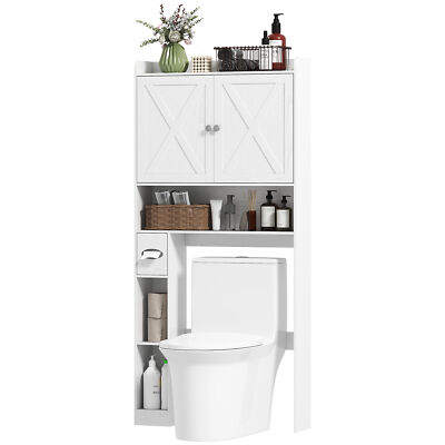 Bathroom Cabinet  Safety Top Shelf 3 Open Compartments and A Paper Roll Cabinet