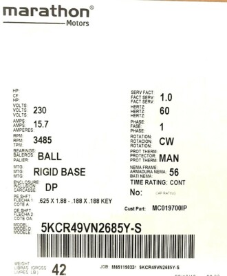 5KCR49VN2685Y- S, 5KCR49VN2685Y CAMPBELL HAUSFELD REPLACEMENT