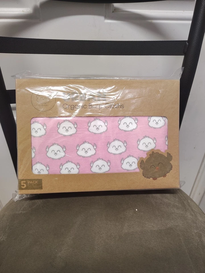 KeaBabies Organic Burp Cloths Pink Dreams 5 Pack New Sealed - Imagem 2 de 3