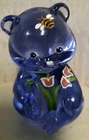 Vtg Fenton Art Purple Glass Bear Smiles For You Figure Hand Painted Signed