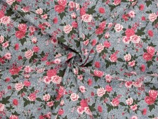 1.43m Deadstock Printed Denim Fabric  Blue & Pink - per metre