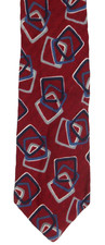 Oleg Cassini 100% Silk Fabric From Italy Classic Red Geometric Tie Made In USA